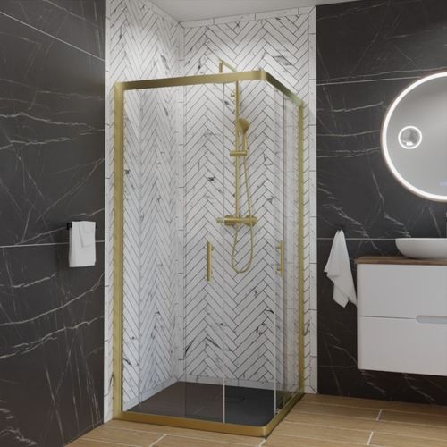 Paroi De Douche D'angle Cadre Doré Goldy 100 Cm X 100 Cm