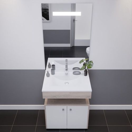 Meuble Vasque Altea 70 Cm Avec Miroir LED Eleg Plus Et Caisson Roulant - Cambrian Oak