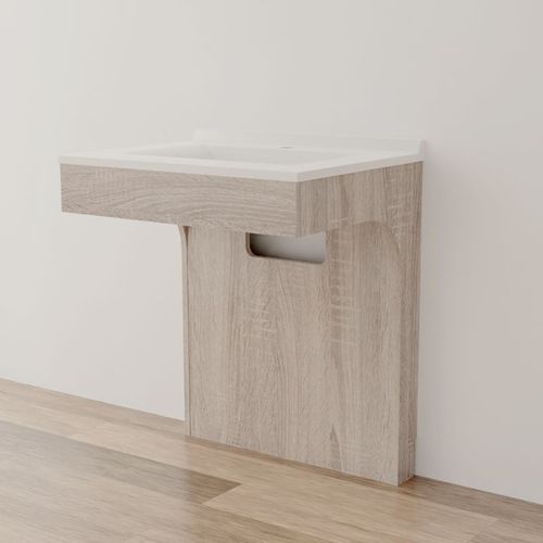 Meuble Vasque Altea 70 Cm Avec Miroir LED Eleg Plus Et Caisson Roulant - Cambrian Oak