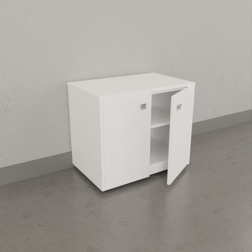 Meuble Vasque Pmr Epure 70 Cm Avec Miroir LED Eleg Plus Et Caisson Roulant - Blanc Brillant