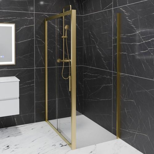 Paroi De Douche D'angle Porte Coulissante + Retour Fixe Goldy 120 Cm X 80 Cm