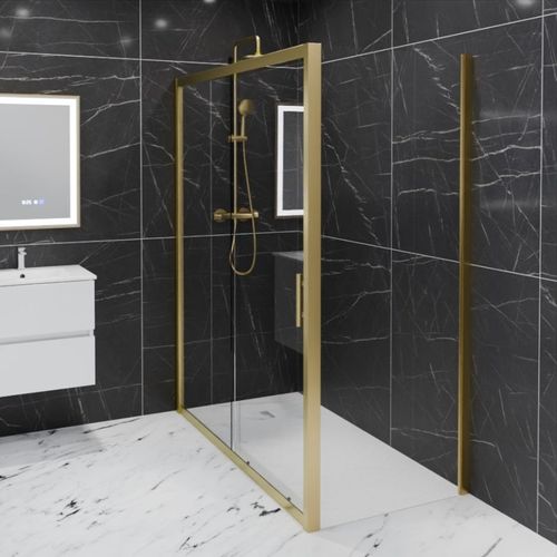 Paroi De Douche D'angle Porte Coulissante + Retour Fixe Goldy 160 Cm X 80 Cm