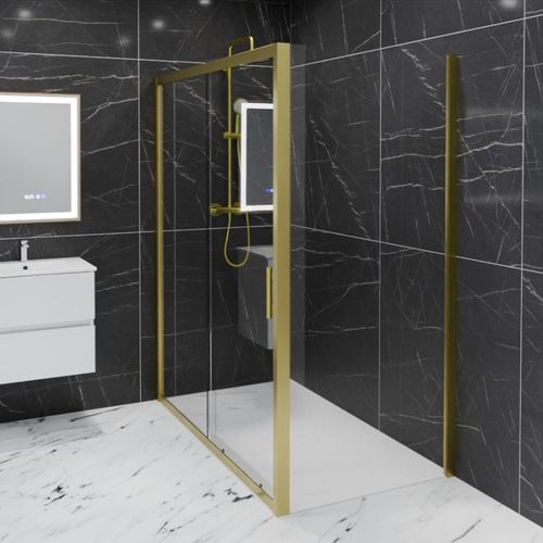 Paroi De Douche D'angle Porte Coulissante + Retour Fixe Goldy 160 Cm X 90 Cm