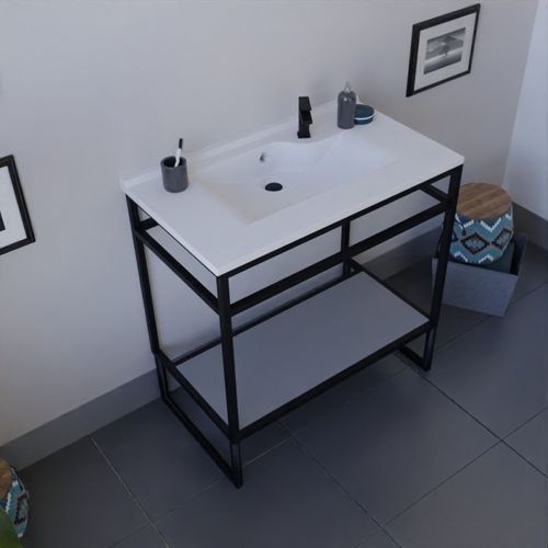 Meuble Salle De Bain Structura 80 Cm Avec Plan Vasque- Résine - Gris