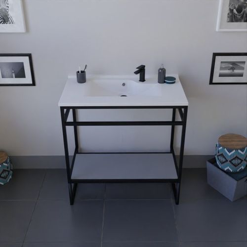 Meuble Salle De Bain Structura 80 Cm Avec Plan Vasque- Résine - Gris