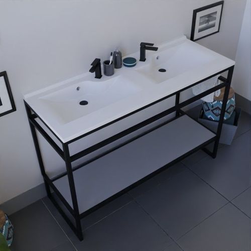 Meuble Salle De Bain Structura 120 Cm Avec Plan Double Vasque- Résine - Gris