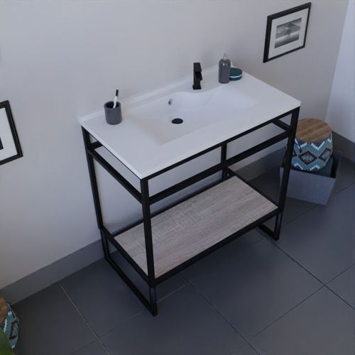 Meuble Salle De Bain Structura 80 Cm Avec Plan Vasque- Résine - Bois