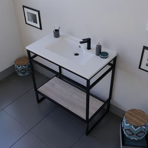 Meuble Salle De Bain Structura 80 Cm Avec Plan Vasque- Résine - Bois