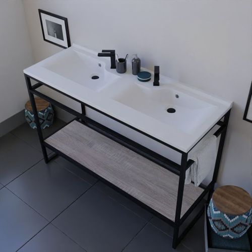 Meuble Salle De Bain Structura 120 Cm Avec Plan Double Vasque- Résine - Bois