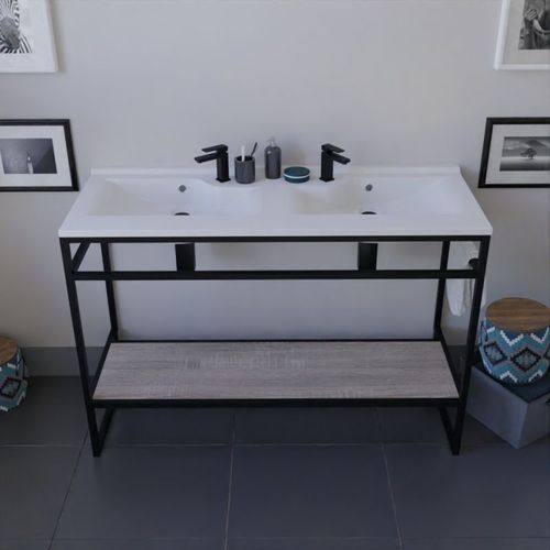 Meuble Salle De Bain Structura 120 Cm Avec Plan Double Vasque- Résine - Bois