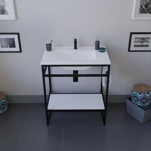 Meuble Salle De Bain Structura 70 Cm Avec Plan Vasque- Céramique - Blanc