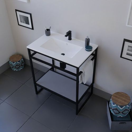 Meuble Salle De Bain Structura 70 Cm Avec Plan Vasque- Céramique - Gris