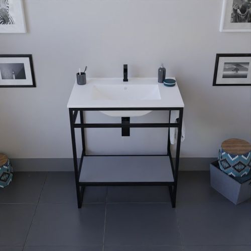 Meuble Salle De Bain Structura 70 Cm Avec Plan Vasque- Céramique - Gris