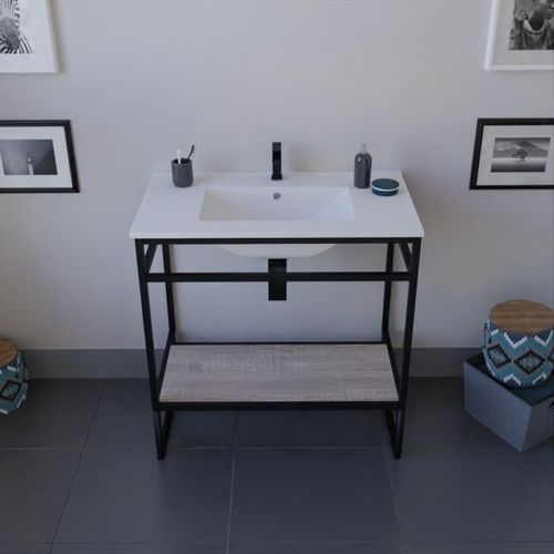 Meuble Salle De Bain Structura 80 Cm Avec Plan Vasque- Céramique - Bois