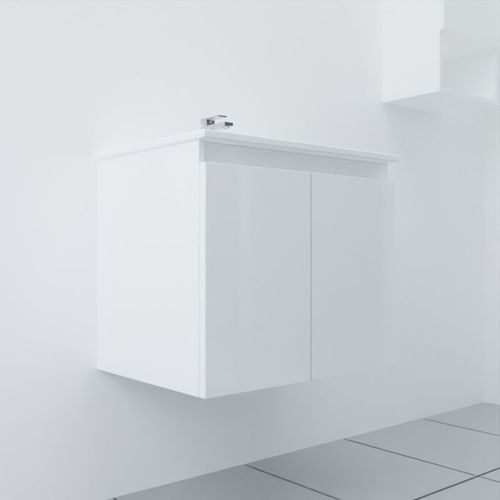 Meuble Salle De Bain Suspendu 60 Cm Proline- Blanc- Céramique
