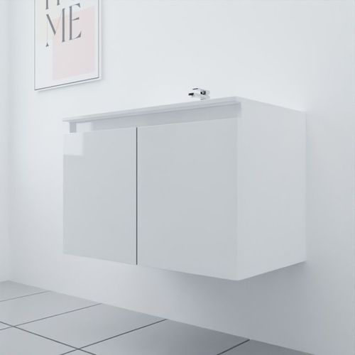 Meuble Salle De Bain Suspendu 80 Cm Proline- Blanc- Céramique