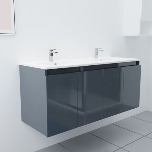 Meuble Double Vasque 120 Cm Proline- Gris- Céramique