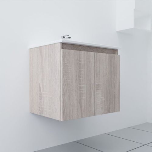 Meuble Salle De Bain Suspendu 60 Cm Proline- Bois- Céramique
