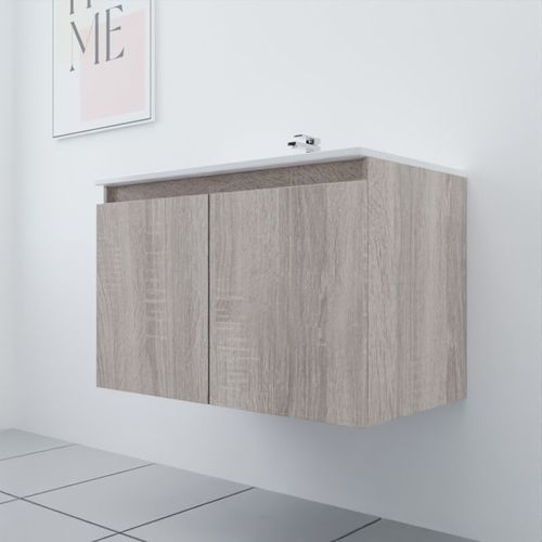 Meuble Salle De Bain Suspendu 80 Cm Proline- Bois- Céramique