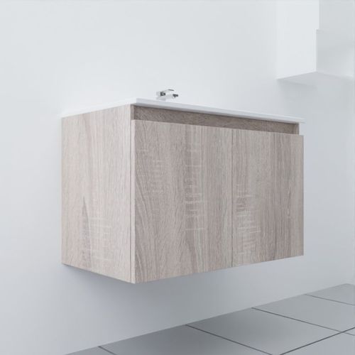 Meuble Salle De Bain Suspendu 80 Cm Proline- Bois- Céramique