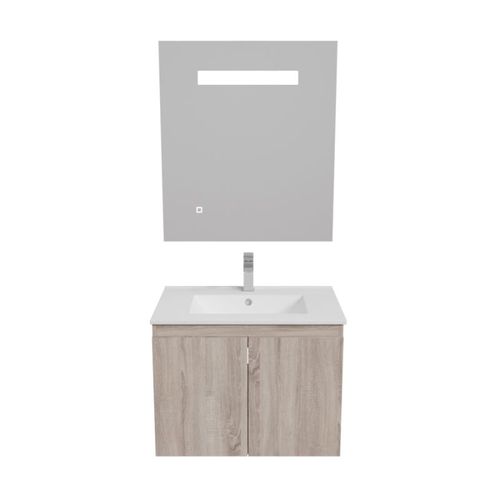 Meuble Proline 70 Cm Avec Plan Vasque Et Miroir Elégance Ht80- Bois- Céramique
