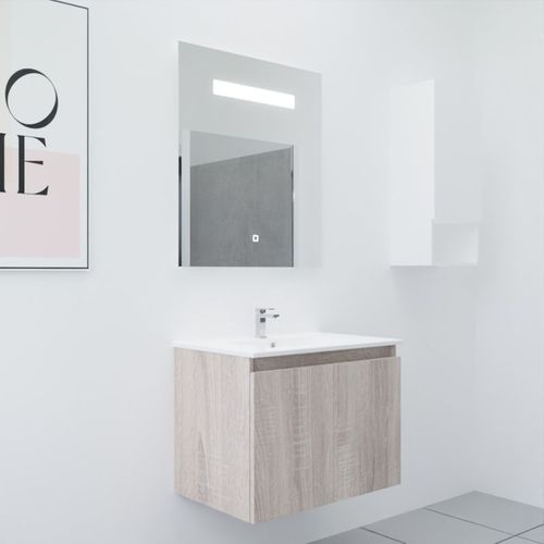 Meuble Proline 70 Cm Avec Plan Vasque Et Miroir Elégance Ht80- Bois- Céramique