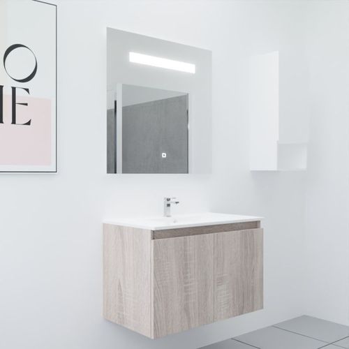 Meuble Proline 80 Cm Avec Plan Vasque Et Miroir Elégance Ht80- Bois- Céramique