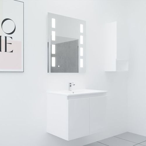 Meuble Proline 70 Cm Avec Plan Vasque Et Miroir Prestige- Blanc- Céramique