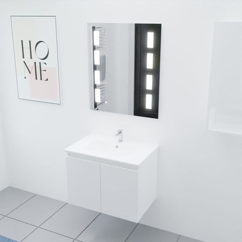 Meuble Proline 70 Cm Avec Plan Vasque Et Miroir Prestige- Blanc- Céramique