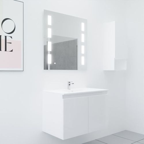 Meuble Proline 80 Cm Avec Plan Vasque Et Miroir Prestige- Blanc- Céramique