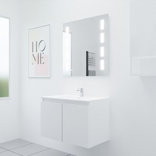 Meuble Proline 80 Cm Avec Plan Vasque Et Miroir Prestige- Blanc- Céramique