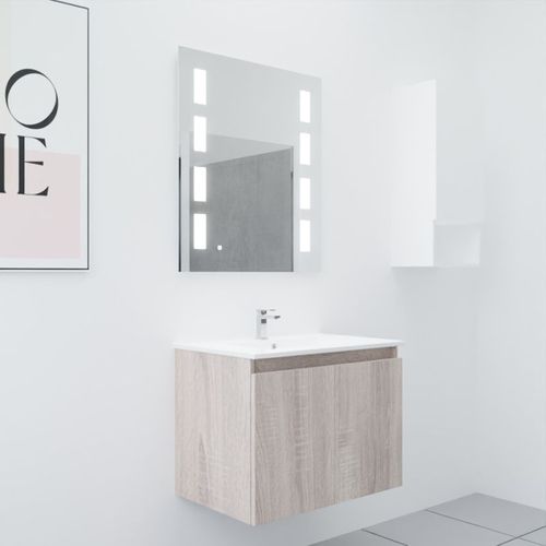 Meuble Proline 70 Cm Avec Plan Vasque Et Miroir Prestige- Bois- Céramique