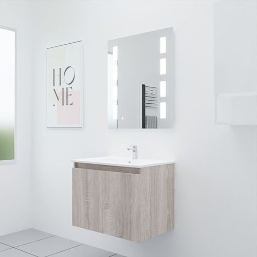 Meuble Proline 70 Cm Avec Plan Vasque Et Miroir Prestige- Bois- Céramique
