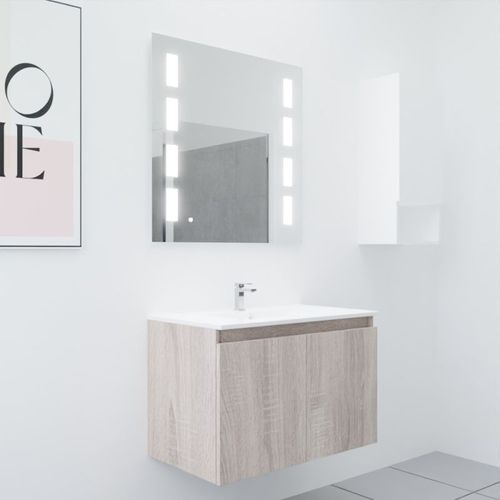 Meuble Proline 80 Cm Avec Plan Vasque Et Miroir Prestige- Bois- Céramique