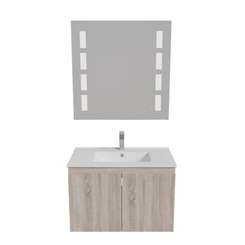 Meuble Proline 80 Cm Avec Plan Vasque Et Miroir Prestige- Bois- Céramique