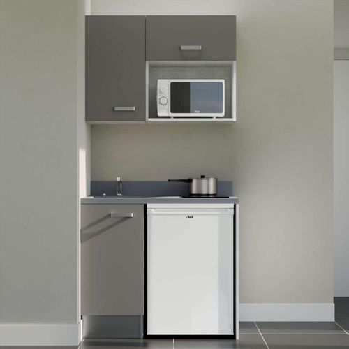 K00 : Gris - Plan Monobloc Cromo Évier à Gauche + Electro Blanc