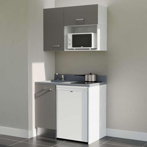 K00 : Gris - Plan Monobloc Cromo Évier à Gauche + Electro Blanc