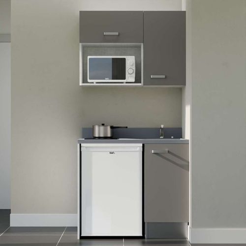 K00 : Gris - Plan Monobloc Cromo Évier à Droite + Electro Blanc