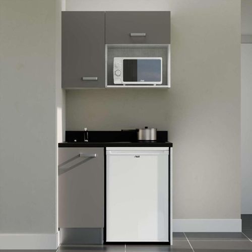 K00 : Gris - Plan Monobloc Nero Évier à Gauche + Electro Blanc