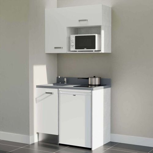 K00 : Blanc - Plan Monobloc Cromo Évier à Gauche + Electro Blanc