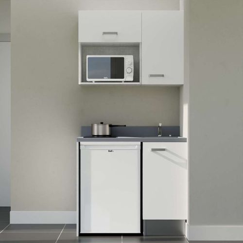 K00 : Blanc - Plan Monobloc Cromo Évier à Droite + Electro Blanc