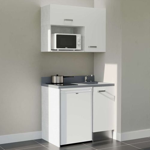 K00 : Blanc - Plan Monobloc Cromo Évier à Droite + Electro Blanc