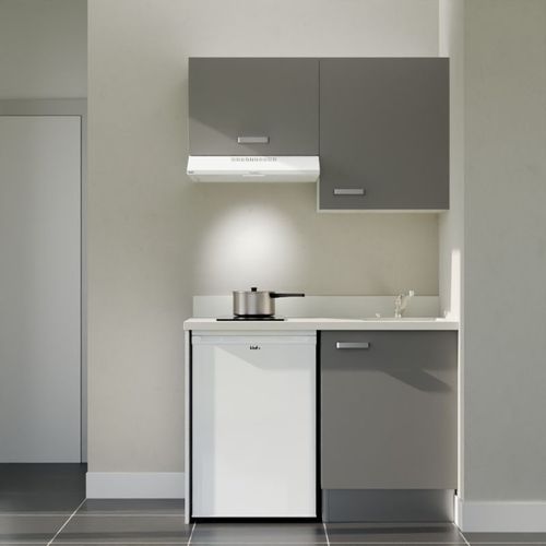 K01 : Gris - Plan Monobloc Snova Évier à Droite + Electro Blanc