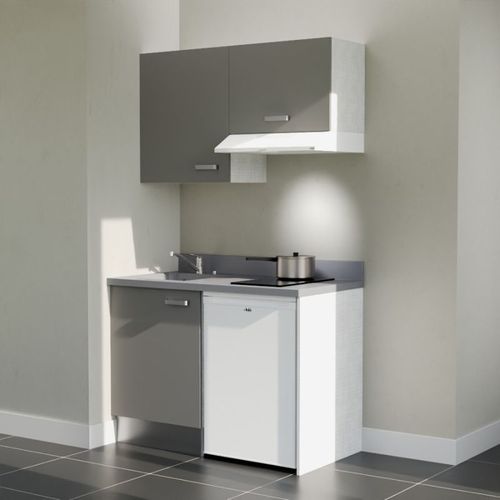 K01 : Gris - Plan Monobloc Cromo Évier à Gauche + Electro Blanc