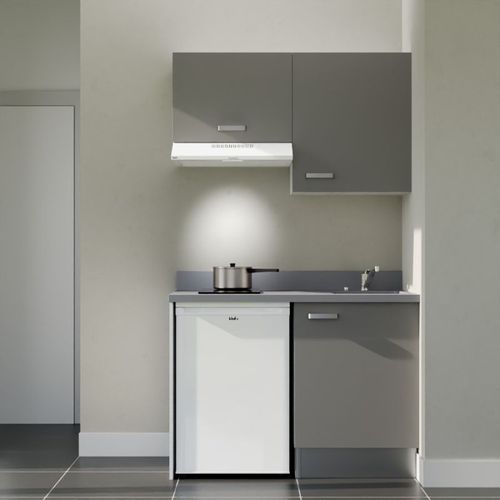 K01 : Gris - Plan Monobloc Cromo Évier à Droite + Electro Blanc