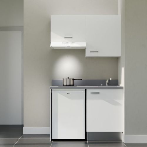 K01 : Blanc - Plan Monobloc Cromo Évier à Droite + Electro Blanc