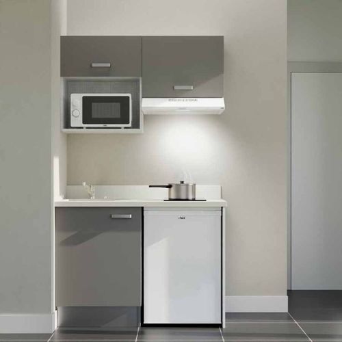 K02 : Gris - Plan Monobloc Snova Évier à Gauche + Electro Blanc