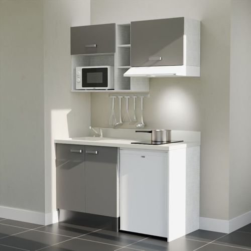 K13 : Gris - Plan Monobloc Snova Évier à Gauche + Electro Blanc