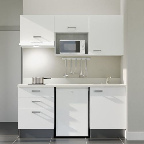 K20 : Blanc - Plan Monobloc Snova Évier à Droite + Electro Blanc