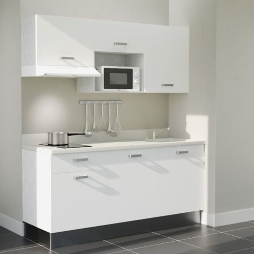 K30 : Blanc - Plan Monobloc Snova Évier à Droite + Electro Blanc